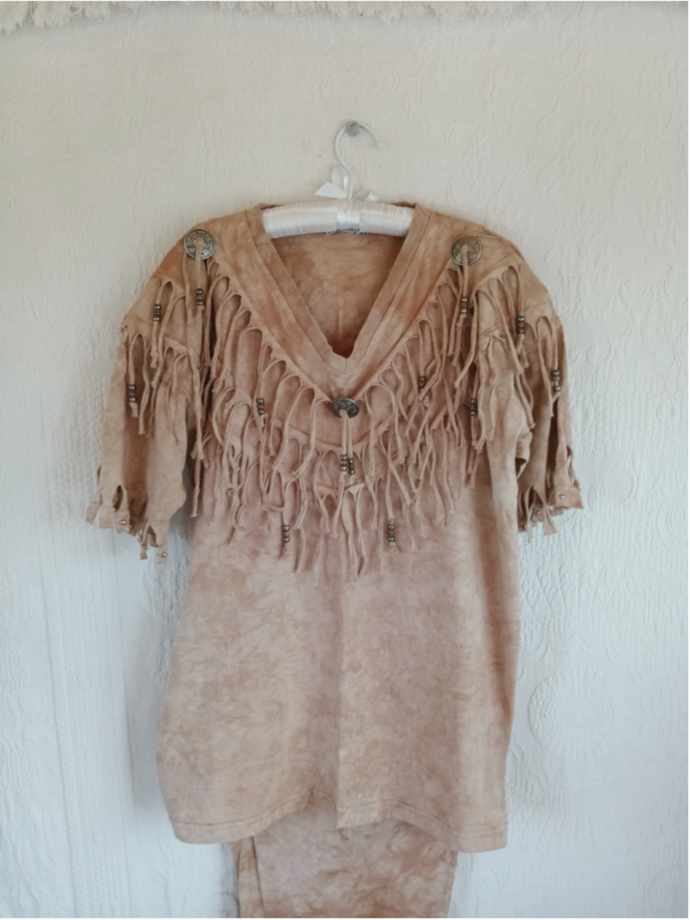 Western Fringe Tie Dye Shirt and Pants set vintage 80s native American Southwest - Picture 3 of 16